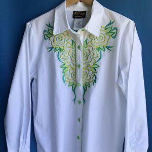 Bob Mackie Wearable Art Button Up Embroidered Shirt